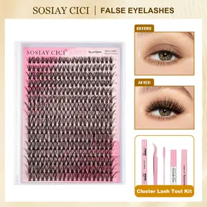 320Pcs Individual Lash Clusters Kit 9-16mm Mixed Length 40D Fluffy & Voluminous, with Lash Glue, Remover, Tweezers & Brush, Free Sealed Storage Box, DIY Eyelash Extensions for Beginners d curl professional enjoy