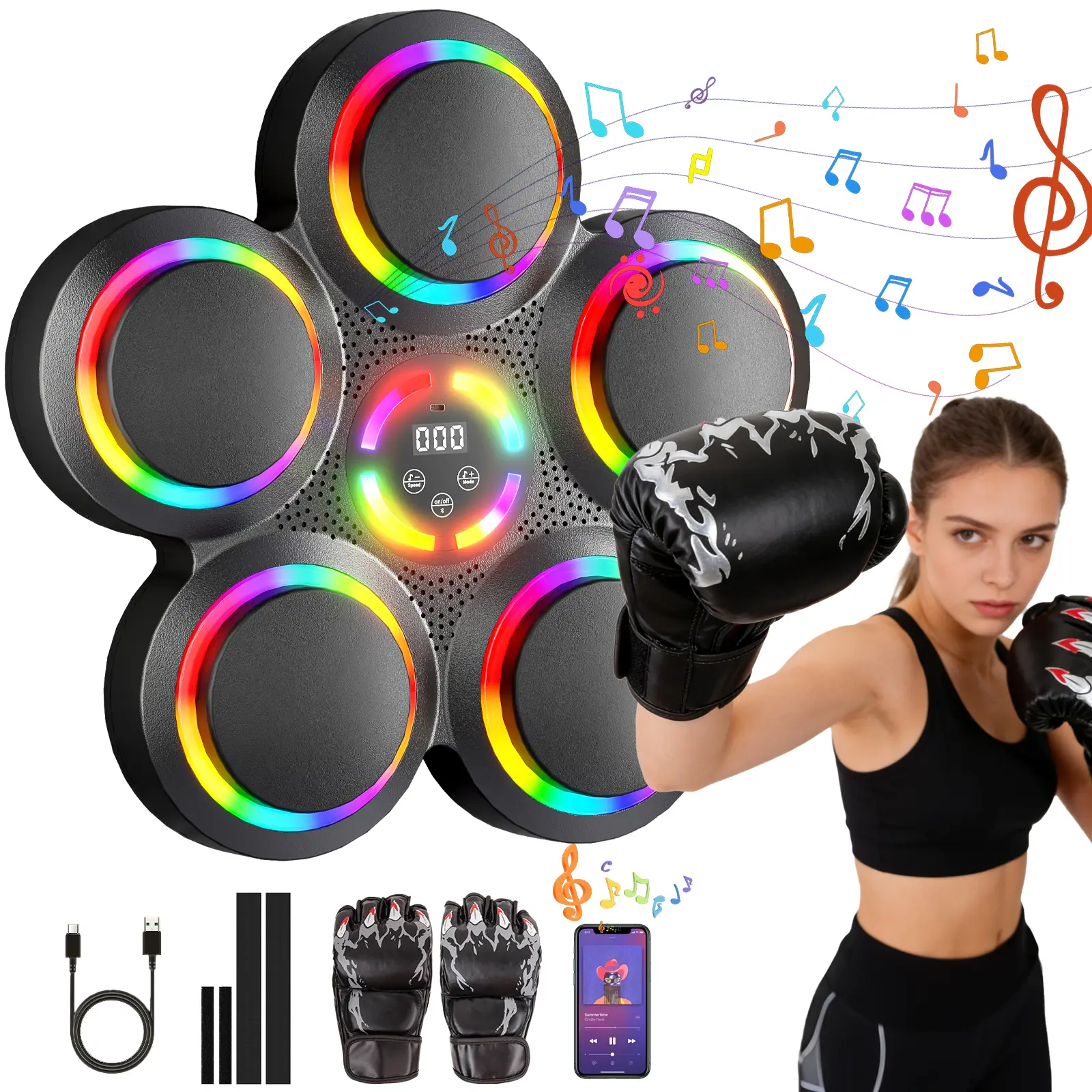 Smart Musical Boxing Machine with Boxing Gloves - 2026 Upgraded Music Box Machine for Kids & Adults, Wall Mounted Bluetooth Rhythm Punching Trainer, Home Fitness Gift