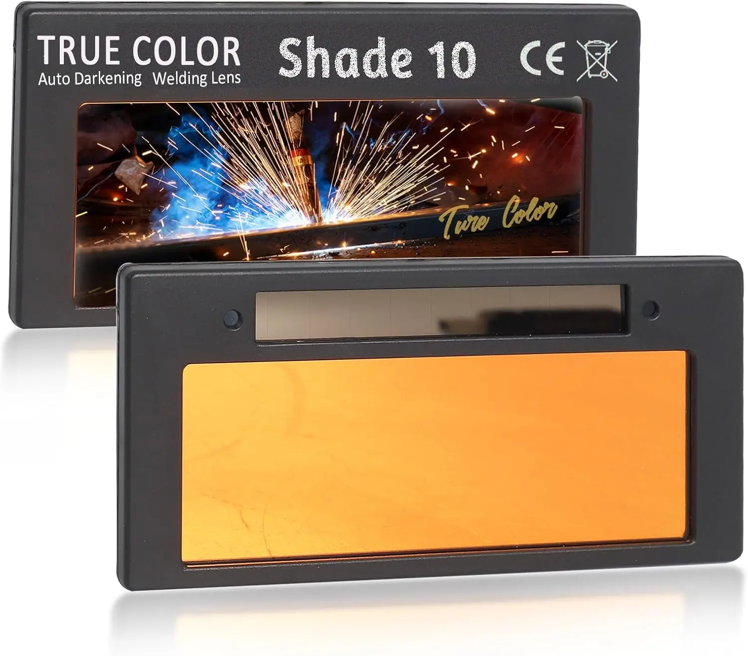 Auto Darkening Welding Lens, 2 x 4 Shade 10 Gold True Color Lens | 2" x 4 1/4" x 0.2", Gold Welding Lense for Sugar Scoop, Pipeliner & Pancake Welding Hood
