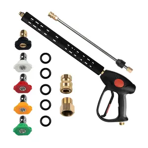 High Pressure Washer Gun with Extension Rod, 5 Nozzles, M22 14mm & 15mm Accessories, Adjustable 40 Inch Length, Pressure Washer Attachment