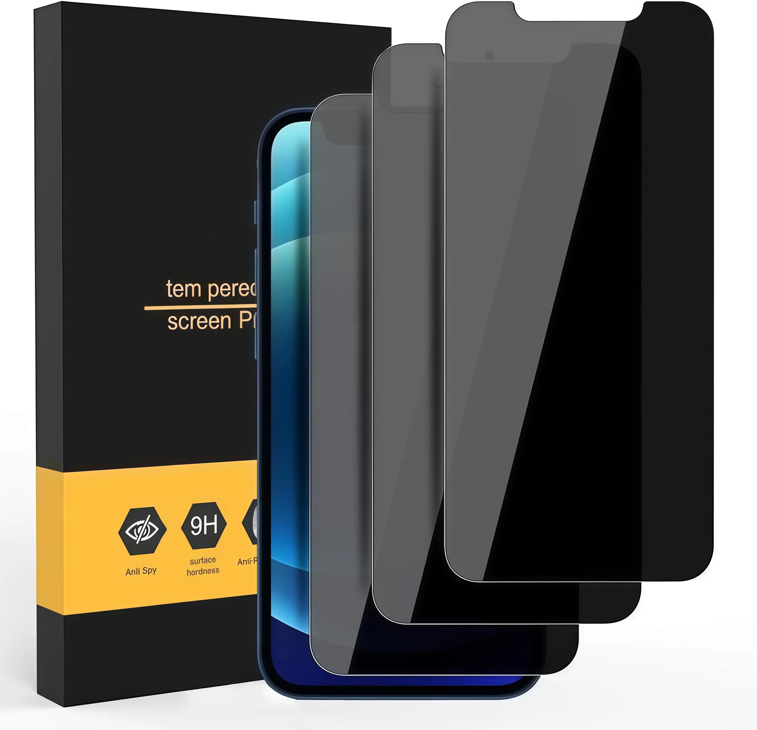 3Pcs Multi-Model Tempered Glass Privacy Screen Protector for iPhone 11/12/13/14/15/16/16e/17 Plus, Air, Pro Max - Reflective, Anti-Voyeurism, Scratch-Resistant, Bubble-Free Mobile Phone Accessory