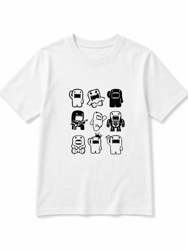 Women's Unisex Skeleton Monster Graphic Crew Neck Short Sleeve Tee - Pure Cotton, Breathable, Soft, Retro Classic Casual Streetwear Top for Cargo Outfits, Domokun Print Halloween Shirt