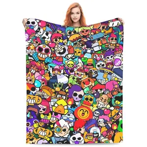 Funny Game Logo Blankets Quality Warm Soft Anime B-Brawled Throw Blanket Winter Camping Bedroom Print Bedspread