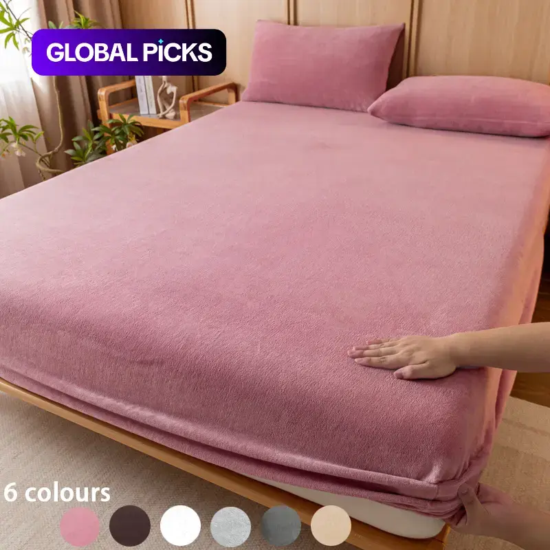 Fleece Bedding Set (3-Piece), 1 Fitted Sheet and 2 Pillowcases (No Fillers), Soft Warm Hotel Style Bed Sheet Set for Bedroom & Guest Room, Bedding Essentials #GLOBAL PICKS