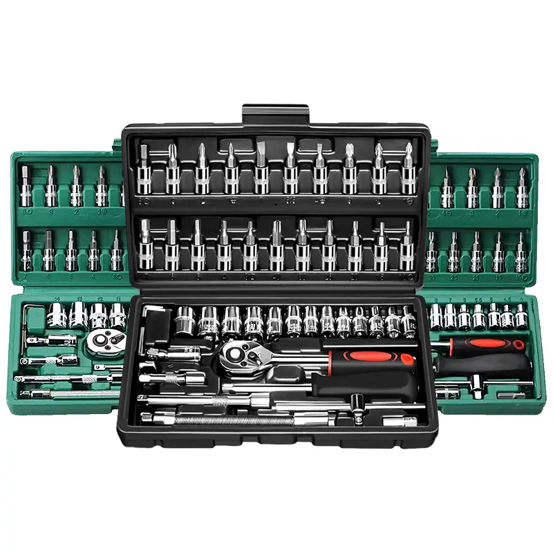 46pcs Socket Wrench Diy Repair Tool Kit, Car Repair Machinery Tools Set, Ratchet Screwdriver, Household Machinery Tools, Hardware Toolbox, Compatible with Car Repair & Bicycle Repair, Auto Repairing & Household, Christmas Gift for Husband