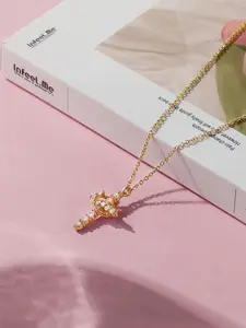 Rhinestone Decor Crown & Cross Pendant Necklace for Women & Girls, Fashion Jewelry for Party, Daily Clothing Decor, Trendy All-match & Exquisite Jewelry for Birthday Gift, Elegant Rhinestone Necklace