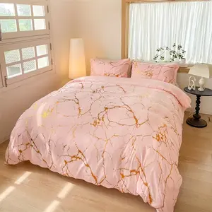 3pcs Contemporary Style Bedding Set, Soft Polyester Quilt Cover and Pillowcases, Ideal for Bedroom, Dormitory, Hotel, All Seasons Use, Modern Bedding Set