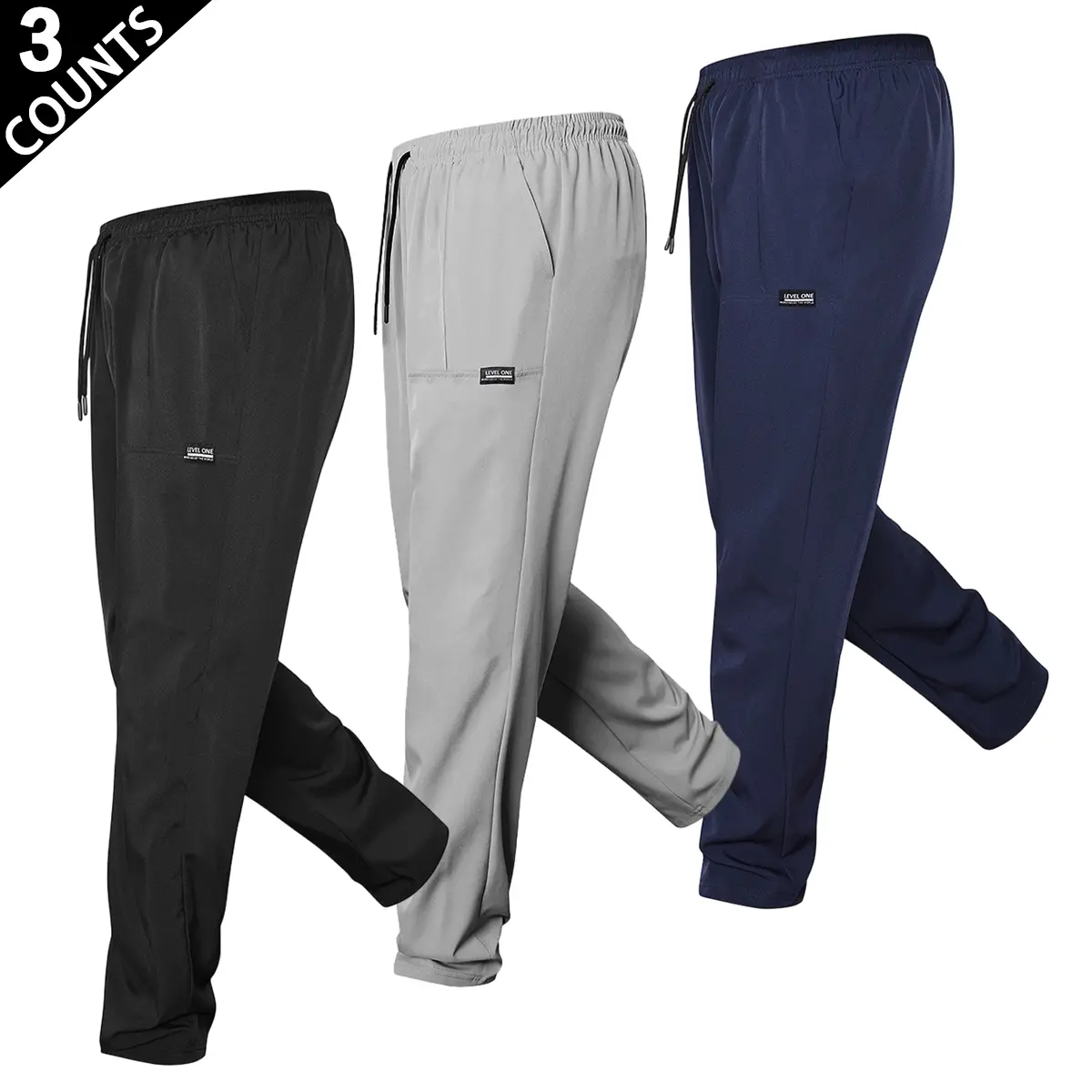 5-piece set of men's quick-dry sports pants, lightweight and breathable casual sports pants with an elastic waistband and pocket design, suitable for sports, running, gym workouts, beach leisure, and daily wear