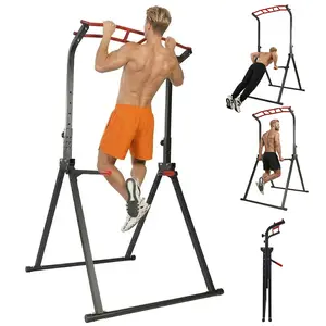 Adjustable Power Tower Dip Station with Pull Up Bar – Foldable Multi-Function Strength Training Equipment, Stable Steel Frame Home Gym Workout Station for Pull Ups, Dips, Push Ups & Core Training