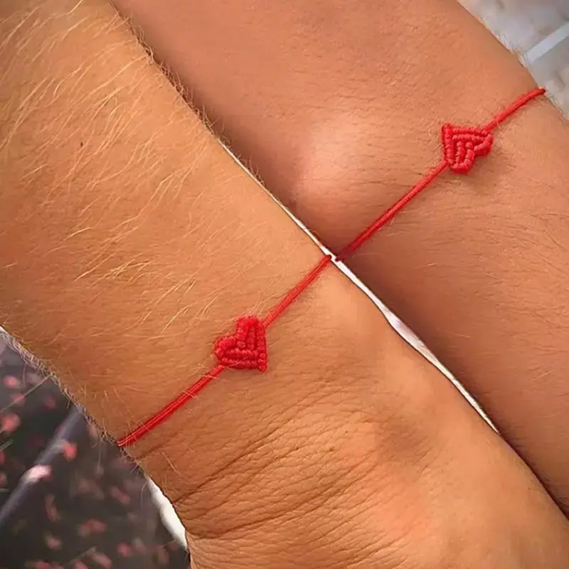 YLNWH 2 pcs Adjustable Heart-Shaped Woven Bracelet, Braided Bracelets, Friendship Bracelet Trendy Jewelry for Men and Women, Ideal for Birthdays, Weddings and Anniversaries