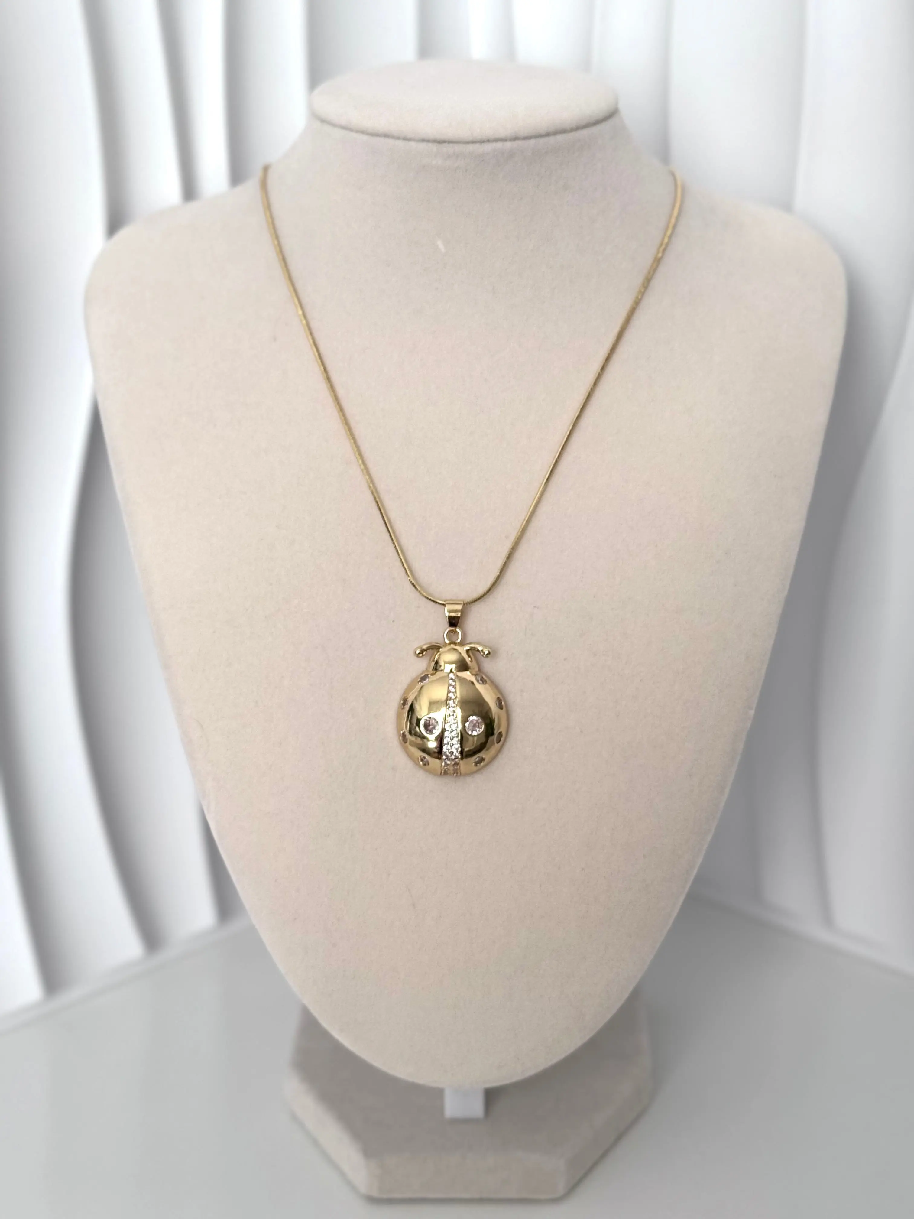 18K Gold Plated Ladybug Necklace Crystal Ladybug Pendant Lucky Charm Necklace for Women