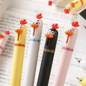 Funny Chicken Keycap Bubble Pens, Rollerball Pen Set, 2 Pieces, 4 Different Colors, Stress Relief Ink, 0.5mm Fast Dry Writing Pen, Creative Neutral Pen, Unique Pens