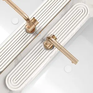 Stone Faucet Mat for Kitchen Sink – Diatomite Fast-Drying Stone Tray, Faucet Mat Sink Splash Guard, Decorative Sink Protector for Kitchen Bathroom Counter