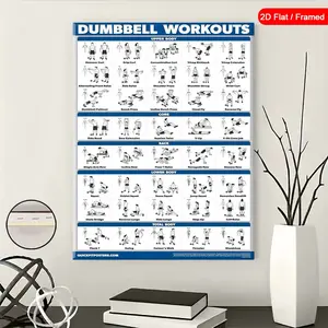 Dumbbell Workout Exercise Poster, Free Weight Body Building Guide, Home Gym Chart, Modern Home Decor, Wooden Wall Art, Wood Material, Model Xinghao, Made in China