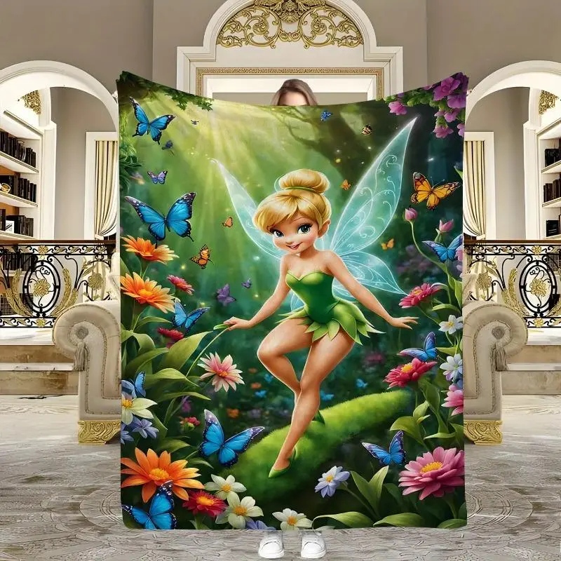Tinker Bell Themed Printed Soft Throws Blanket - Comfy Blankets, Whimsical Innocent Design, Durable Home Furnishing Gift for Fans