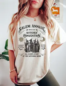 Comfort Colors® Halloween Shirt, Salem Witch Convention tshirt, Vintage Halloween Shirt, Retro Halloween Cotton Sleeve