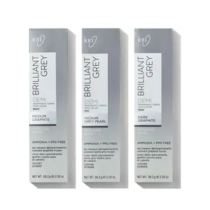 Ion Brilliant Grey Demi Permanent Cream Hair Color - Ammonia-Free, Intensive Ionic Blend, 7VA Chrome Shade, Long-Lasting Shine, Color-Depositing, At-Home, Non-Bleaching, Ready-To-Use, Tinting Semi-Permanent Haircare Product, Color-Depositing Semi-Permanen