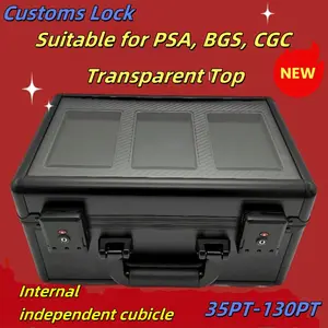 3 Slot Transparent Top Security Tsa Certified Customs Lock Aluminum Card Storage Box, Large Capacity Multi-Layer Space for Card Collectors, Lockable Storage Boxes