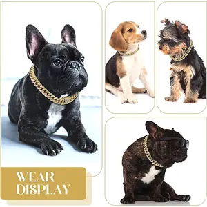 🔥Pet Dog Cat Metal Gold Chain Diamond Cuban Collar Link Luxury Necklace Bling🔥