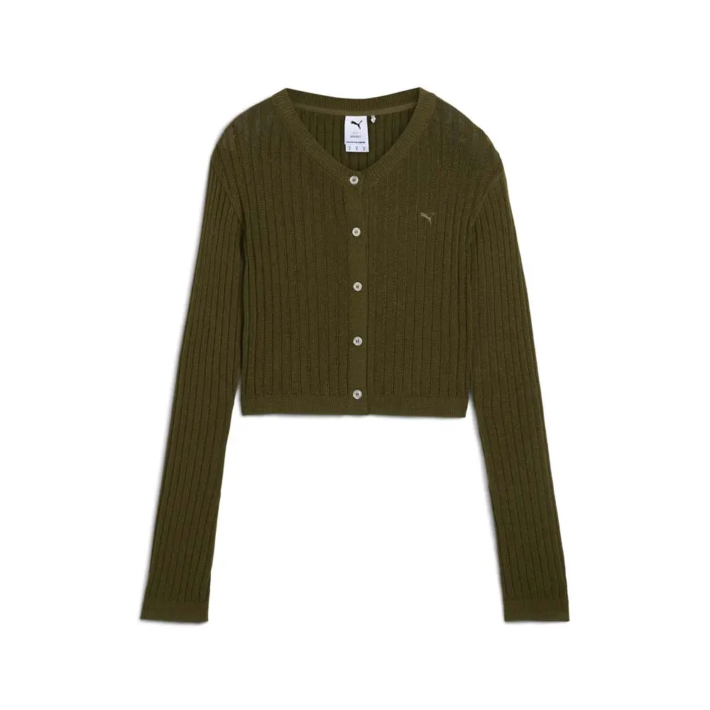 PUMA Womens Yona Longsleeve Knit Crew Neck Long Sleeve Sweater Casual - Green