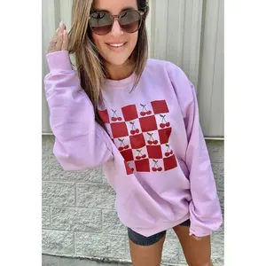 Cherry Grid Graphic Top