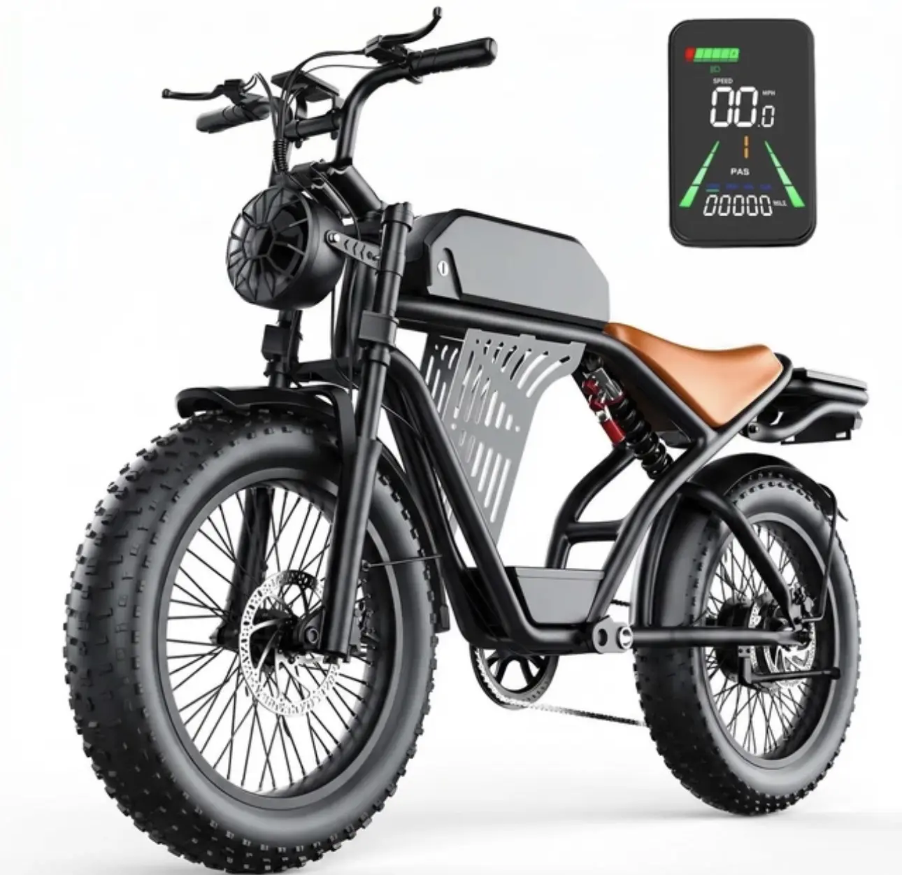 2500W Peak Power Electric Bike for Adults, 35MPH, 75-Mile Range, 48V 20Ah