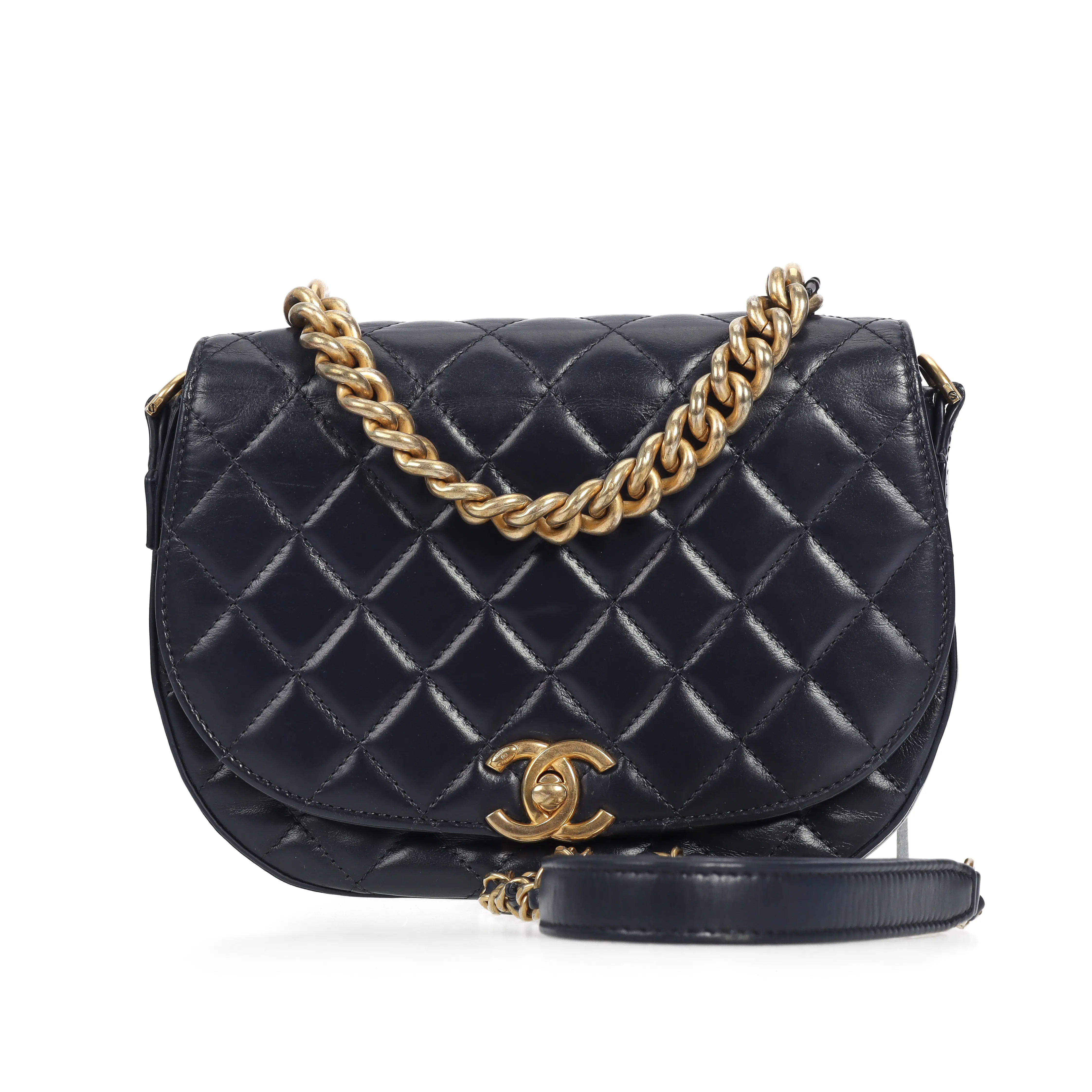 Pre-owned CHANEL Calfskin Crossbody Bags Navy 14764927 lkw hz