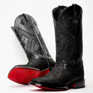 Matte Black Leather Boots - Square Toe