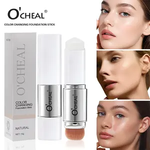 O'CHEAL Color-Changing Foundation Stick - Medium To Full Coverage Matte Finish, Dual-Ended Brush & Stick Design, Smooth Texture, Glides on Easily, for All Light, Foundation Makeup, Sleek Tube Design