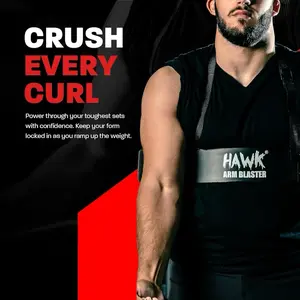 Hawk Arm Blaster for Biceps & Triceps - 24'' Long Muscle Builder for Big Arms Bodybuilding & Weight Lifting - Dumbbells & Barbells with Neoprene Padding