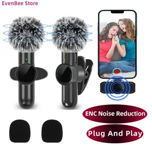 2.4G Wireless Lavalier Microphone Noise Canceling Mics Audio Video Recording for IPhone/iPad/Android/Xiaomi/Samsung Live Game Mic Smartphone Vlogging Kit