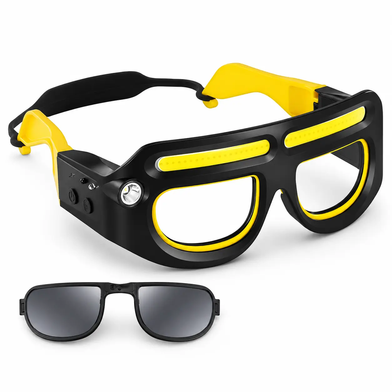 Unisex Rechargeable LED Headlamp Glasses for Adults - Hands-Free Lighting Safety Glasses with Built-in COB Light Strips, IP65 Waterproof, Side Beam Focusing, 5 Modes, Portable Lamps for Camping, Fishing, Five Modes