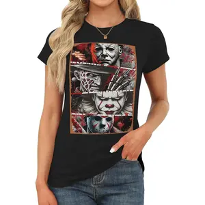 Michael Myers Horror Movies Happy Shirts Womens Short T-shirts Girls Shirts Birthday Gift T-shirts Tops Slim Fit