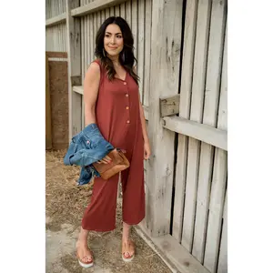 Button Crop Jumpsuit