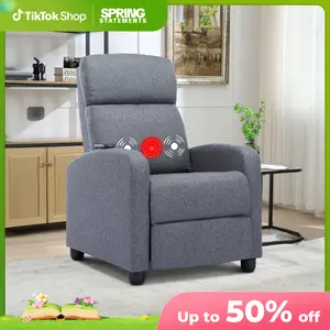 EBELLO PU Leather Massage Recliner Chair Recliner Chairs, Modern Padded Seat Reclining Chair Single Sofa for Living Room, Adjustable,PU,Leather,Massage,Recliner