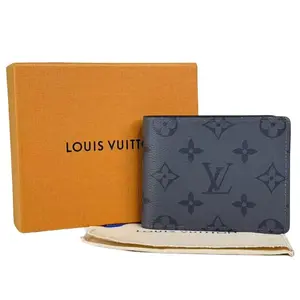 Pre-owned Louis Vuitton Leather Small Leather Goods Monogram Canvas Navy Wallet with Iconic Logo and Durable Canvas Material