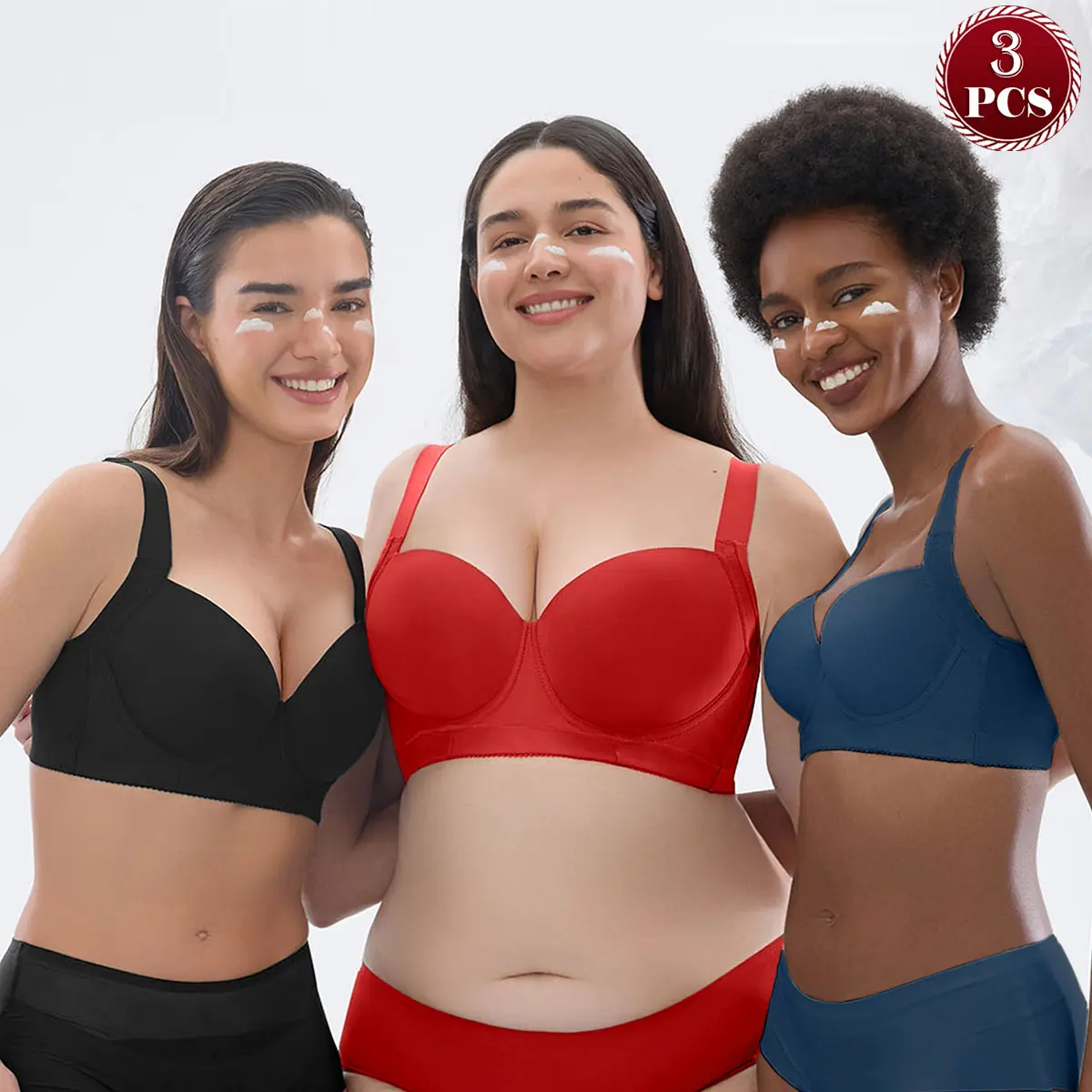 【DealsForYouDays】Mimilemon 3PCS Cozy seamless bra  push-up Full coverage bra for women everyday Comfort  full cup bra Seamless Tshirt Bras Sports Bra Bralette Basic Comfortable Fit Womenswear Everyday TikTokShopBlackFriday Close comfortable Bra SummerWins