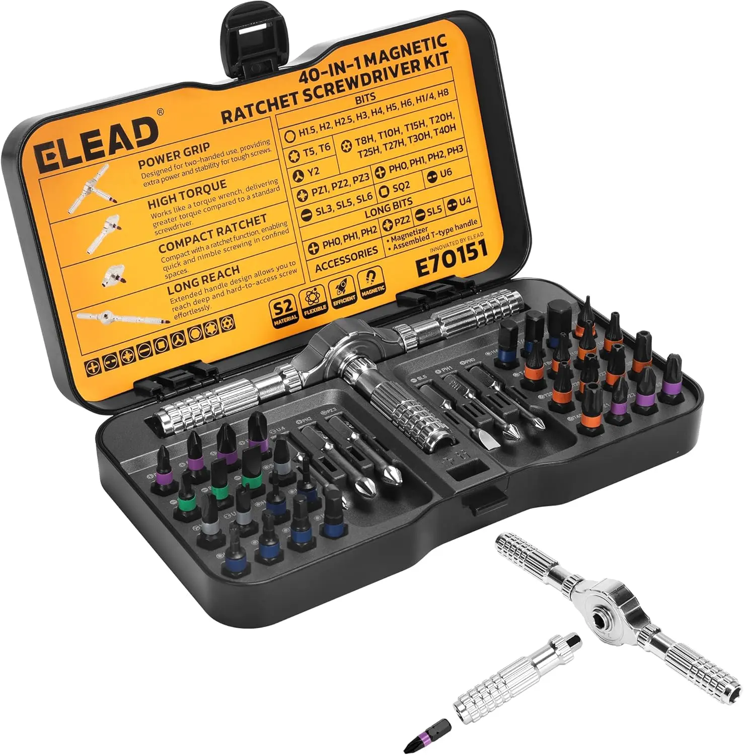 40 in 1 Magnetic Ratchet Screwdriver Set, Multi Bit Magnetic Screwdriver Kit for DIY Repair, Bike, Computer & Furniture Torx,father'sdaygifts