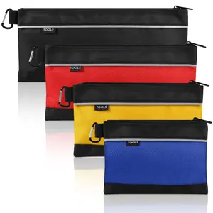 4 Pack Tool Pouch, Small Tool Bag with Zipper, 1680D Oxford Waterproof Multipurpose Tool Pouches with Carabiner for Men Tools, Tools, Stationary, Pencil Pouch, Storage Organizer