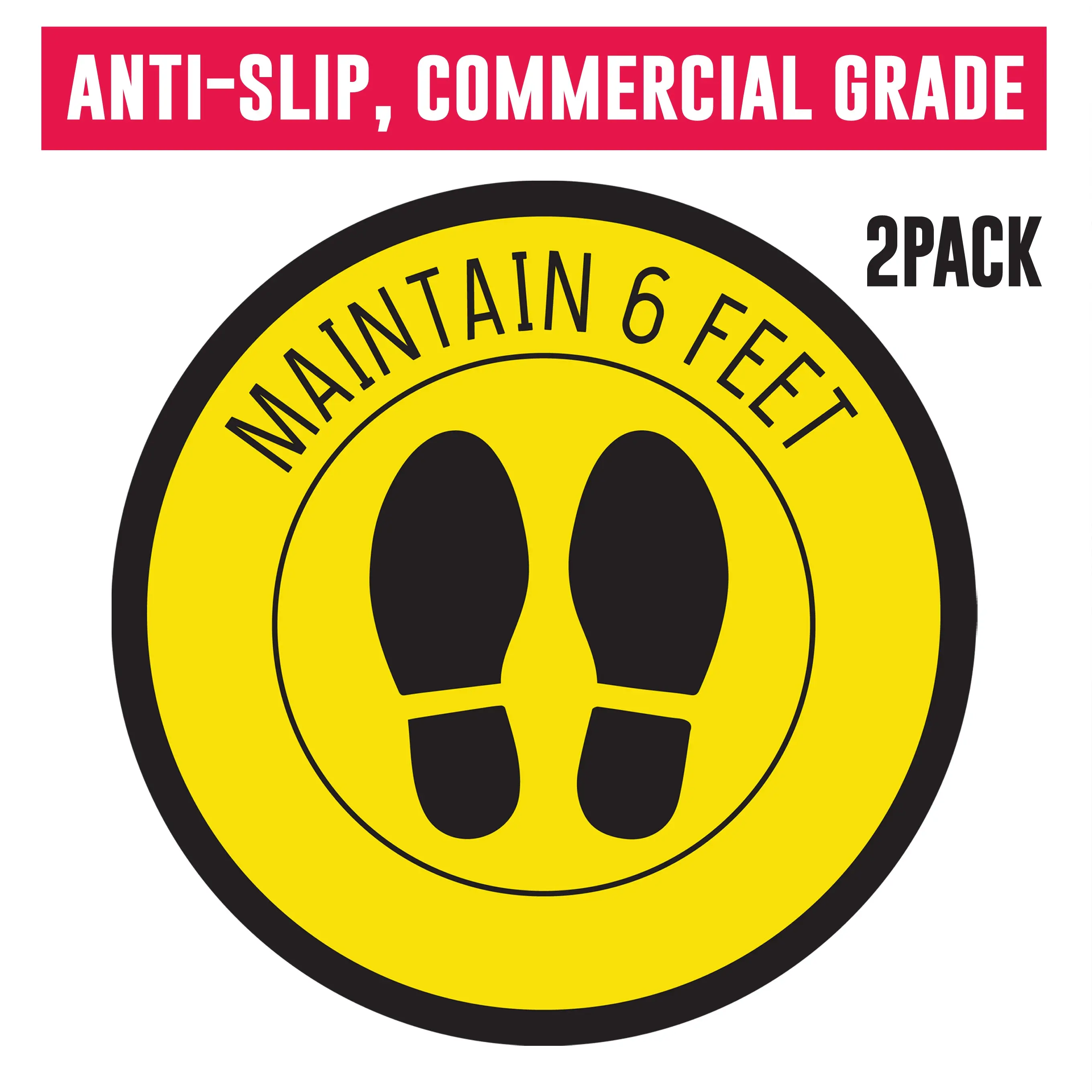 Social Distancing Floor Graphic - Non Slip - Maintain 6 Feet - 2 Pack