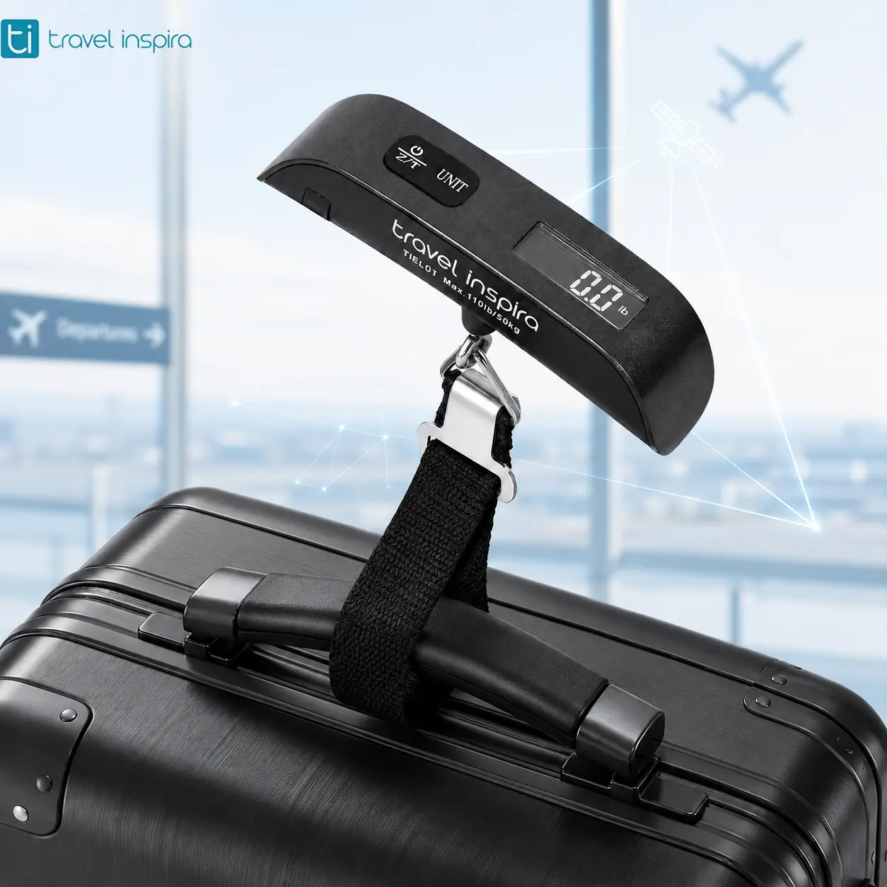 Travel Inspira Digital Luggage Scale, 110lb Portable Hanging Baggage Scale with Backlit LCD Display, Suitcase Weight Scale with Hook & Strong Strap for Summer Travel, Mid-Year Deal Travel Essential, Battery Included, summerwins