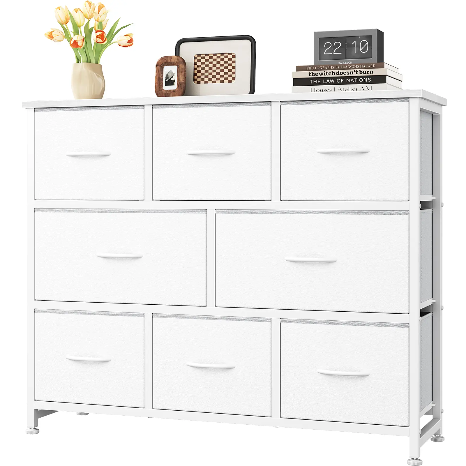 8 Drawers Fabric Dresser, Chest of Drawers with Sturdy Steel Frame, Storage Organizer Cabinet for Bedroom, Living Room, Hallway