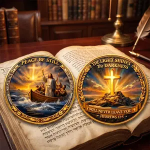 3D Printed Christian Coin, Double Sided Challenge Coin, Peace Be Still Religious Token, Jesus Bible Verse Gift, Pocket Prayer Coin