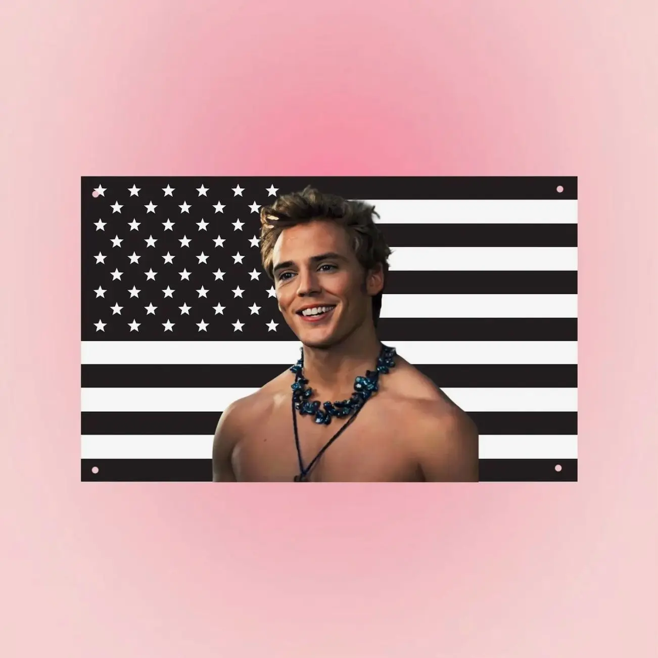 Finnick Odair Black USA Flag | Hunger Games Wall Tapestry | Black American Flag Room Decor | Bedroom Banner Gift