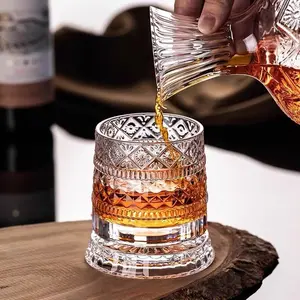 Luxury 360° Spinning Crystal Glass - Star-Cut Stress Relief Whiskey & Wine Glass, Elegant European Barware Gift, Rotating Glass Cup Spinning Glass Cup