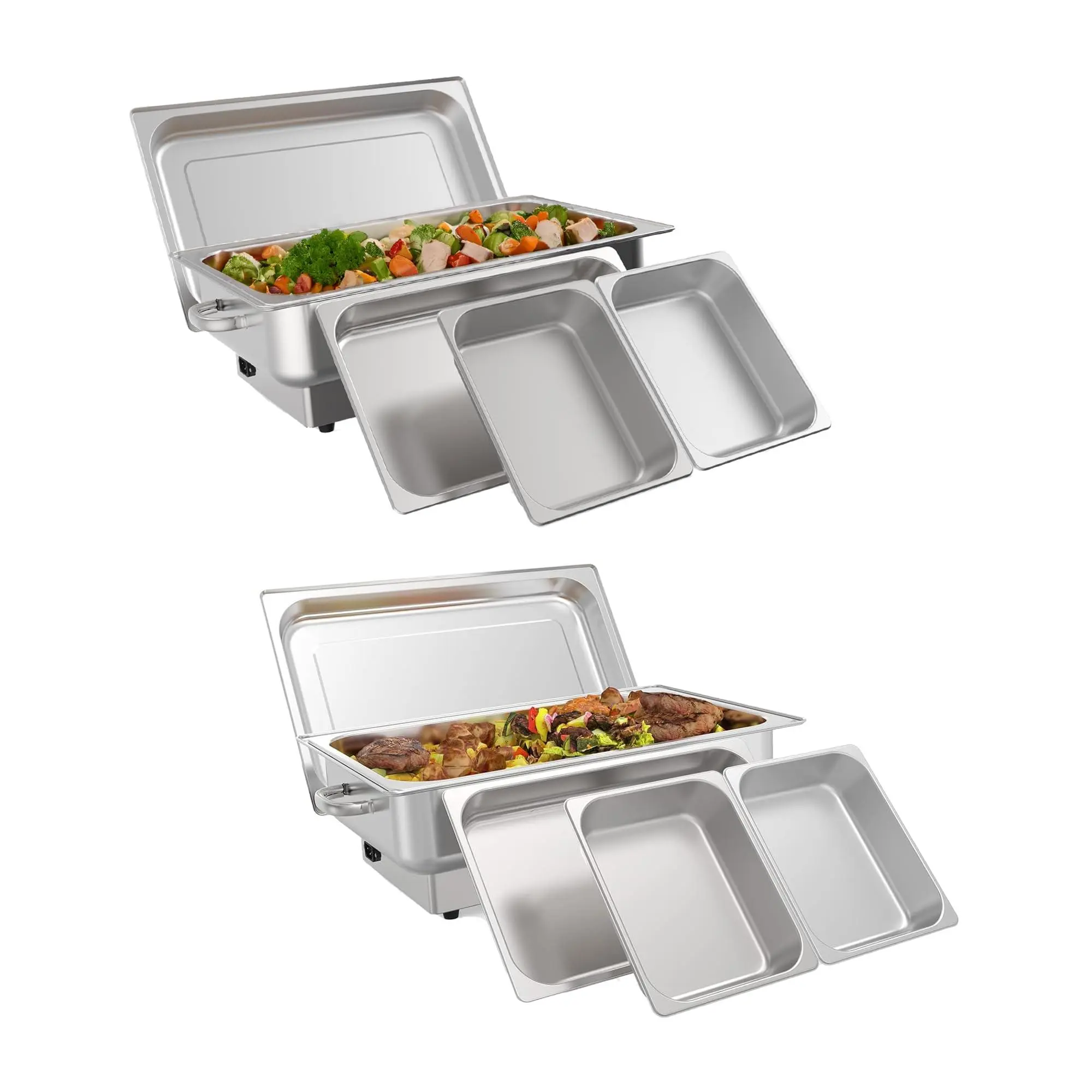 2-Pack 9QT Electric Chafing Dishes with Digital Temperature Display, Full and Half Food Pans for Weddings and Catering