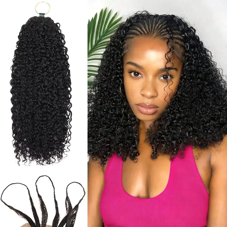 Bling Hair Kinky Curly Crochet Human Hair for Miracle Knots Boho Braids Kinky Curly Knotless Pre-Separated 50g / Bundle - Time-Saving,  4 to 5 Bundles Recommended for a Full Head