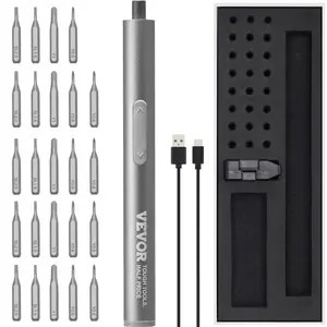 VEVOR 27-in-1 Cordless Power Screwdriver, 4V Switchable Precision Tool Kit with 24 S2-Steel Bits, 350mAh Manual & Electric Torque, Type-C USB Rechargeable Wireless Power Tool with LED Lights (Father's Day Gift), Rechargeable Tools