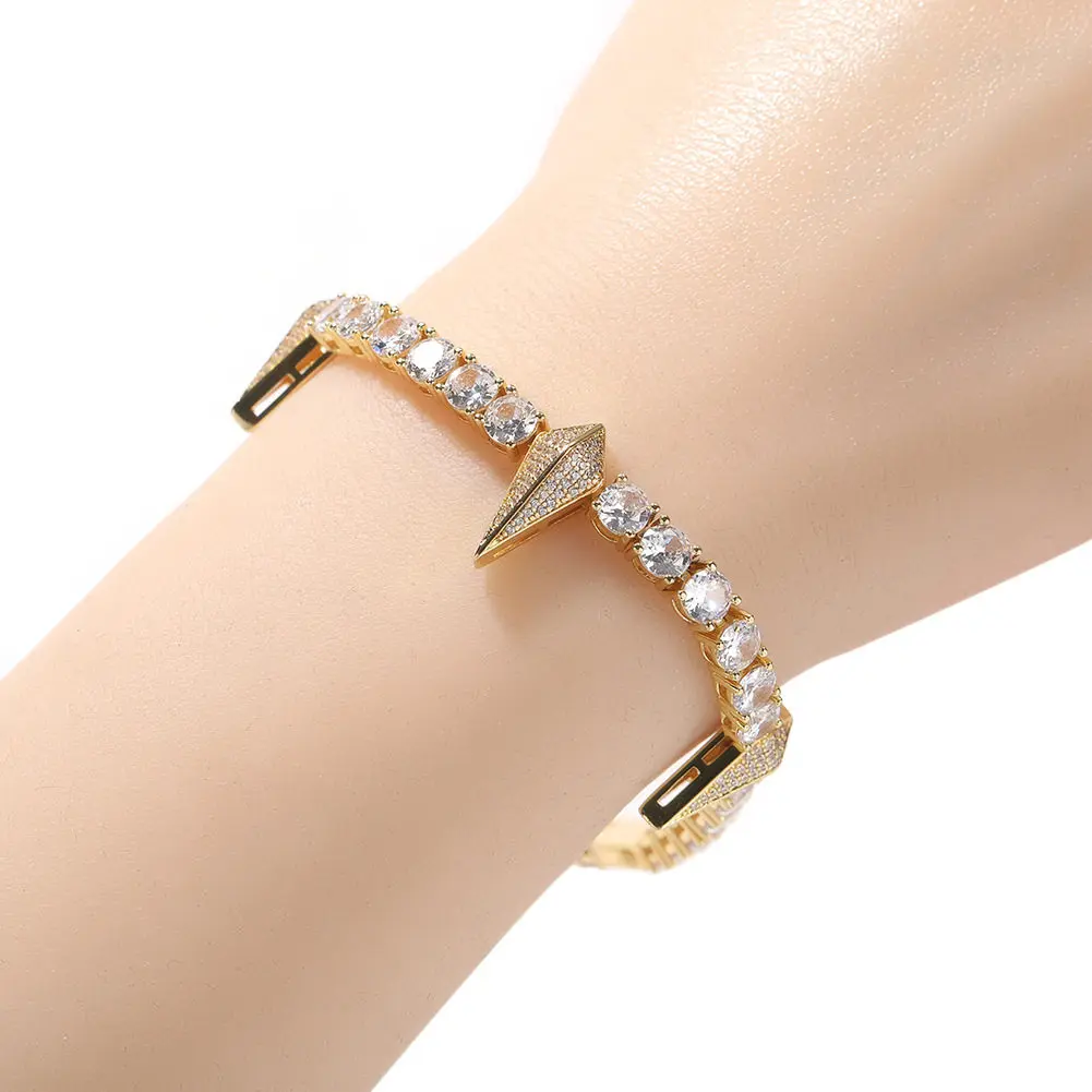 Men's Black Panther Tennis Bracelet, -Out Hip Hop Style with D Color VVS  Stones on a 4.0mm Thick Copper Alloy Chain
