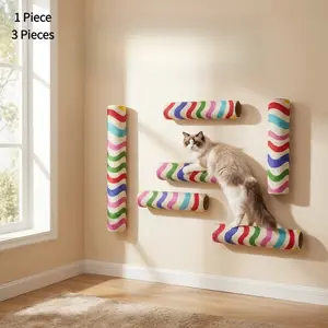 Adhesive cat climbing post, cat scratching post, Vertical scratcher, Punch-free wall-mounted, Can be stuck to walls and door panels, Self-adhesive design, suitable for cats up to 20 pounds
